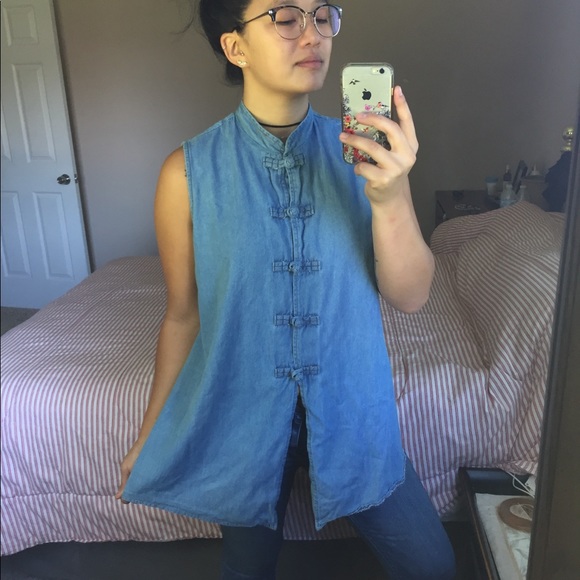 Vintage Denim Asian Style Tunic - Picture 1 of 8